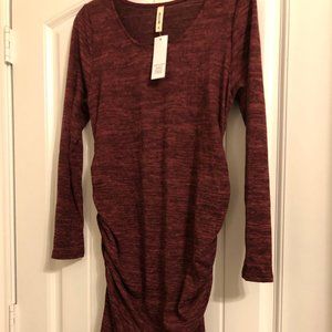 Sweater Knit Long Sleeve Round Neck Maternity Dres